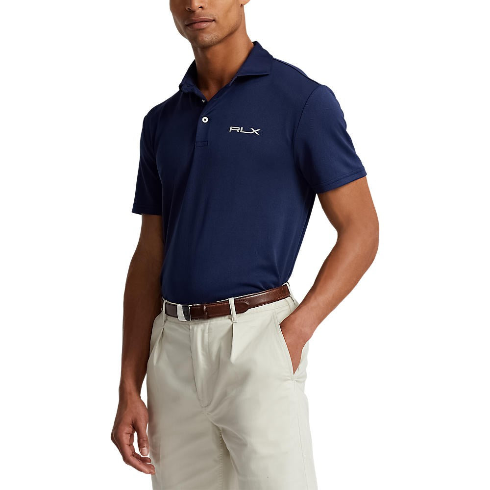 RLX Ralph Lauren Jacquard Performance Polo Shirt - Navy Herringbone