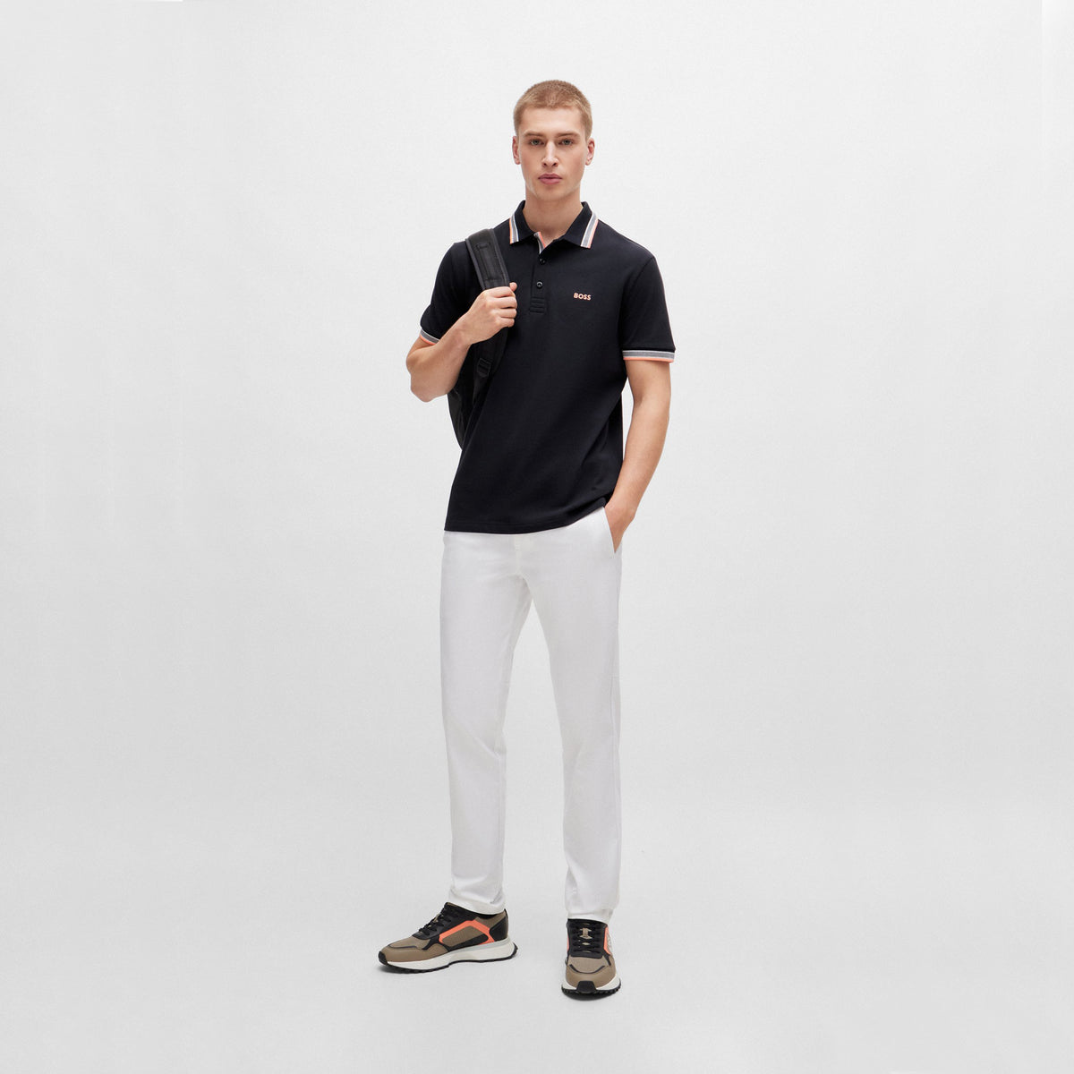 BOSS Paddy Cotton Pique Golf Polo Shirt - Black