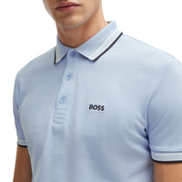 BOSS Paddy Cotton Pique Golf Polo Shirt - Open Blue