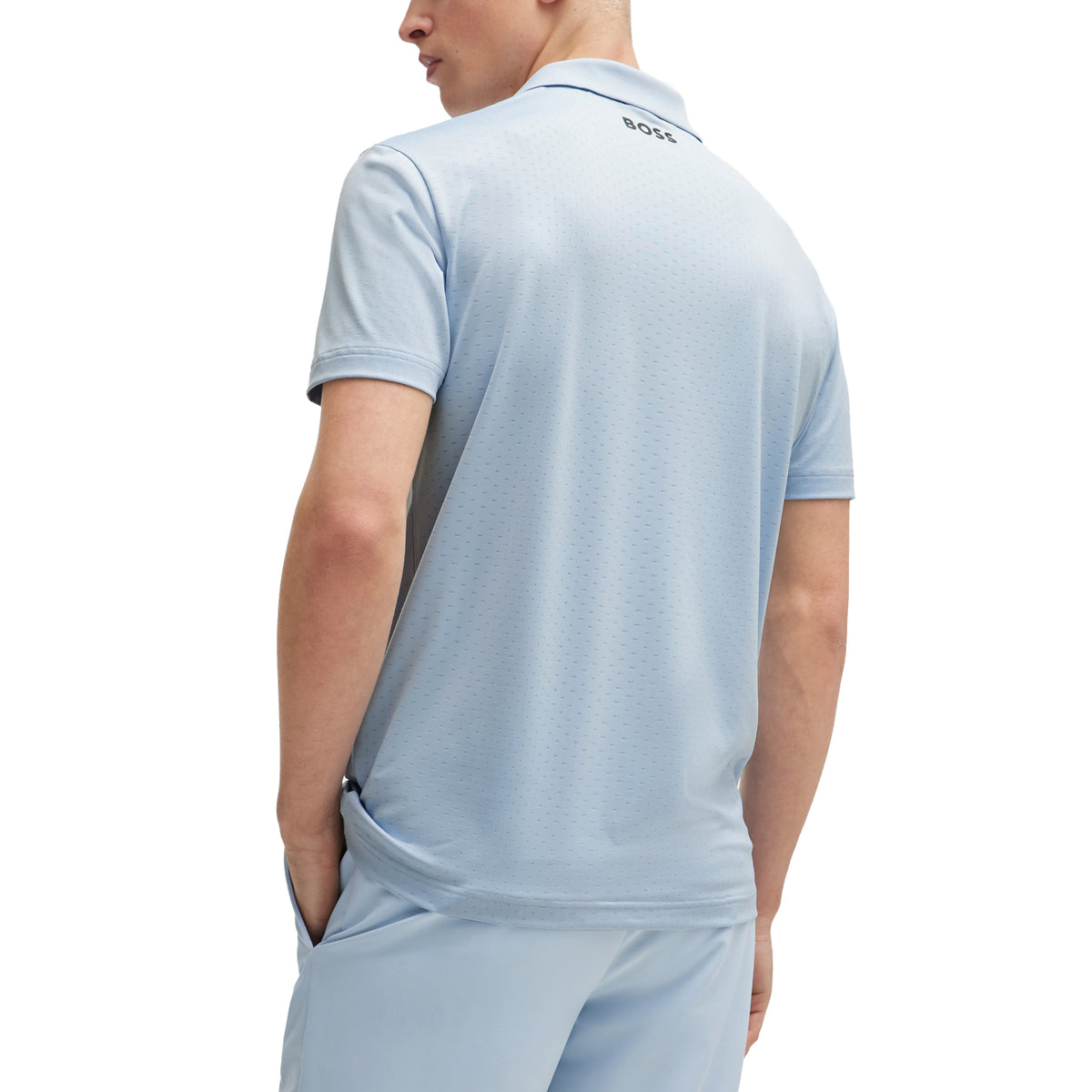 BOSS Paddytech Jacquard Golf Polo Shirt - Open Blue