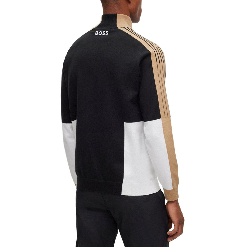 BOSS Zolkar Colour Block 1/4 Zip Pullover - Black