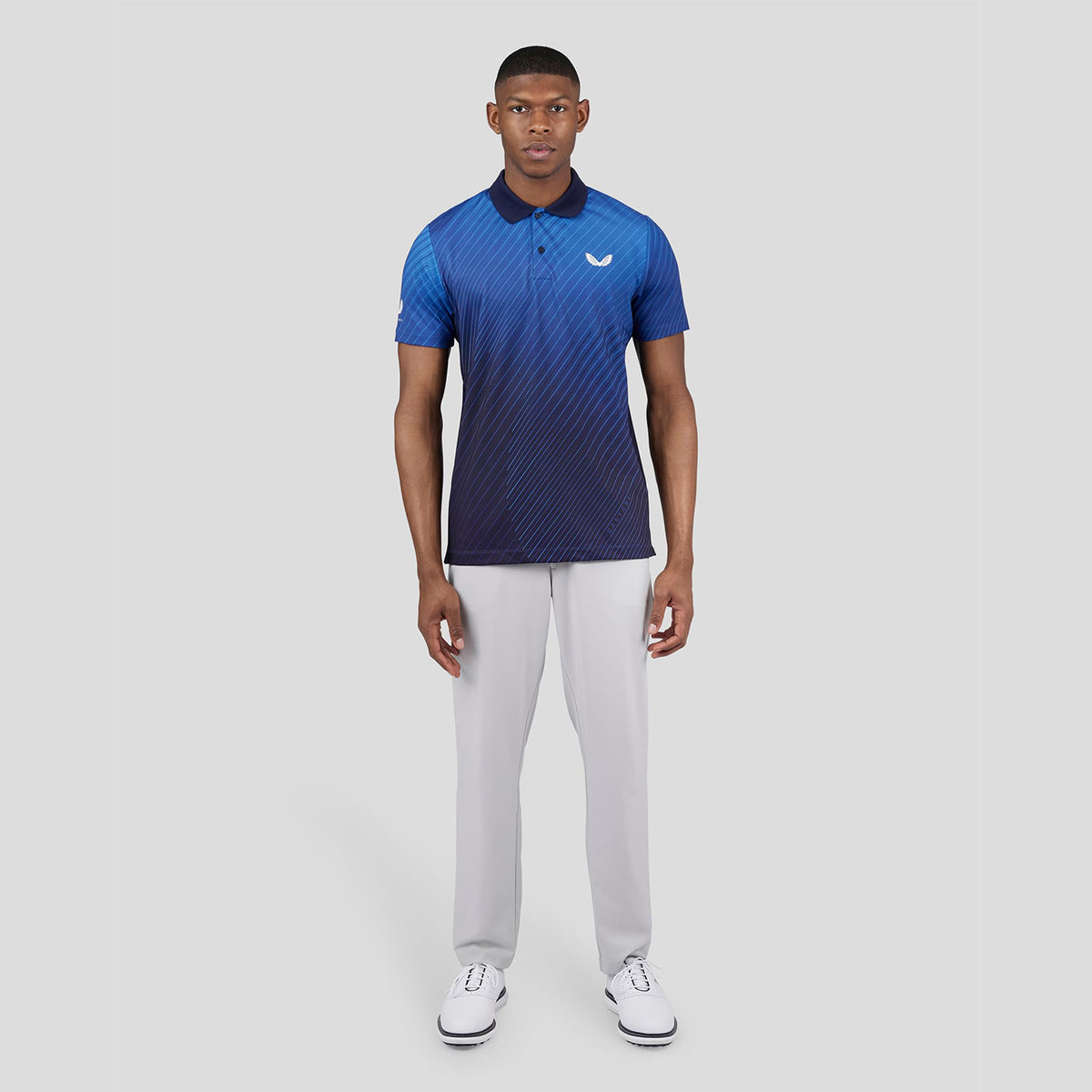 Castore Geo Print Golf Polo Shirt - Midnight Navy