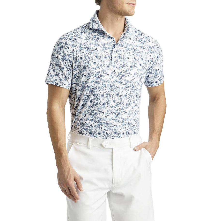 G/Fore Botanic Garden Tech Jersey Modern Spread Collar Golf Polo - Ink