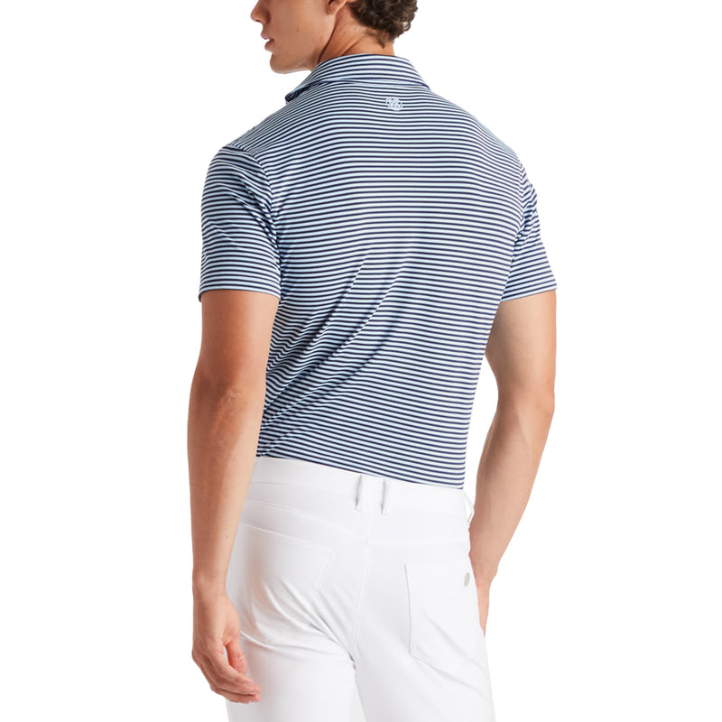 G/Fore Feeder Stripe Pique Golf Polo Shirt  - Sky/Twilight