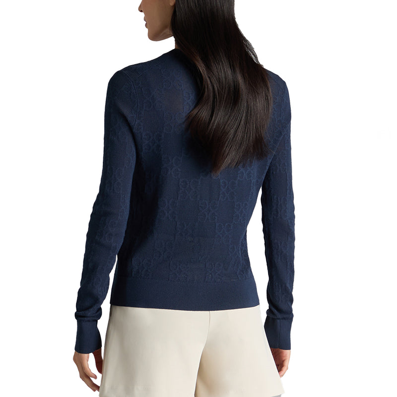 G/Fore Women's Pointelle G Crewneck Golf Sweater - Twilight