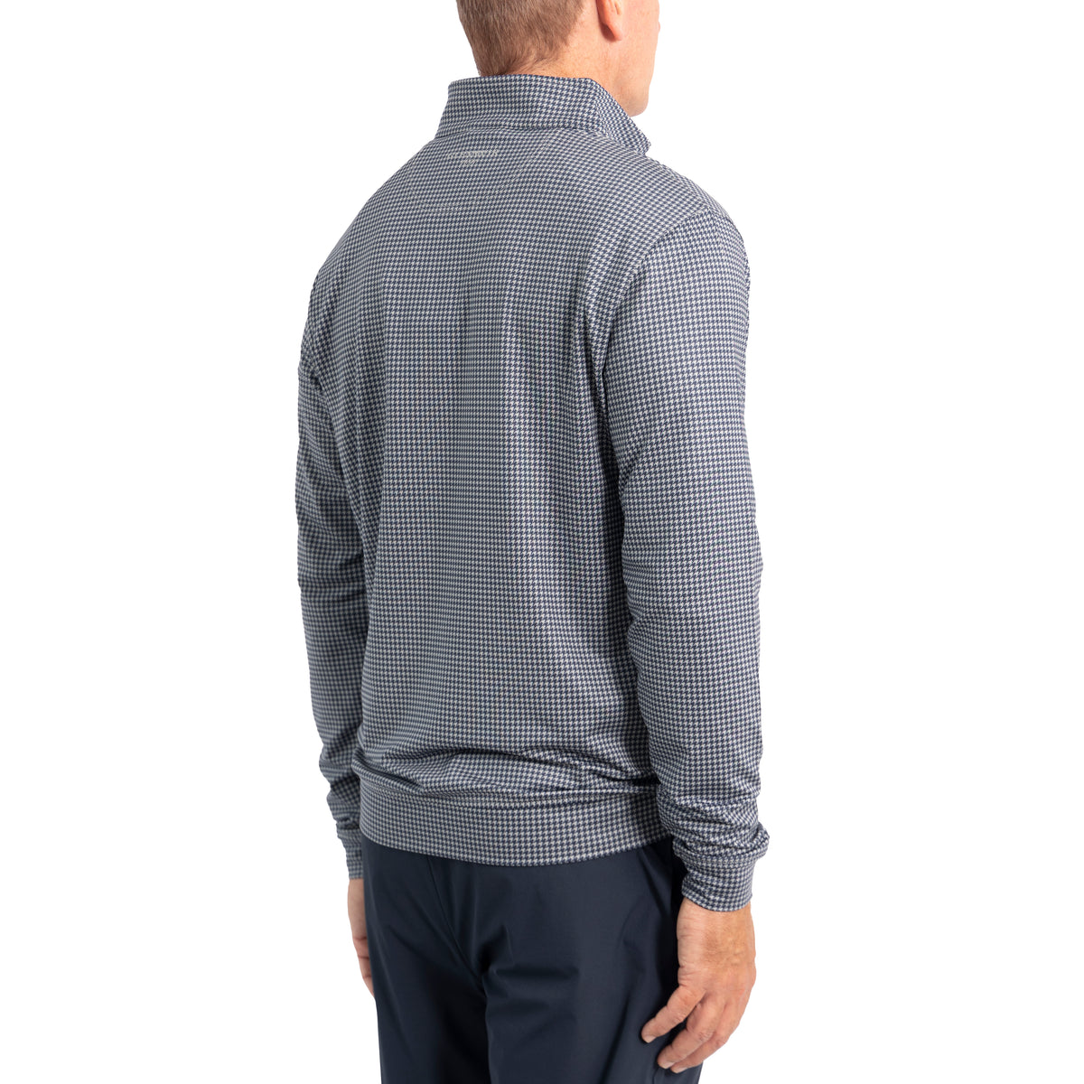 Glenmuir Wick Quarter Zip Lightweight Performance Golf Midlayer - Light Grey/ Navy Houndstooth