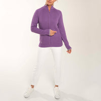 Glenmuir Women's Becca Cotton Cashmere 1/4 Knit - Amethyst Marl/Silver