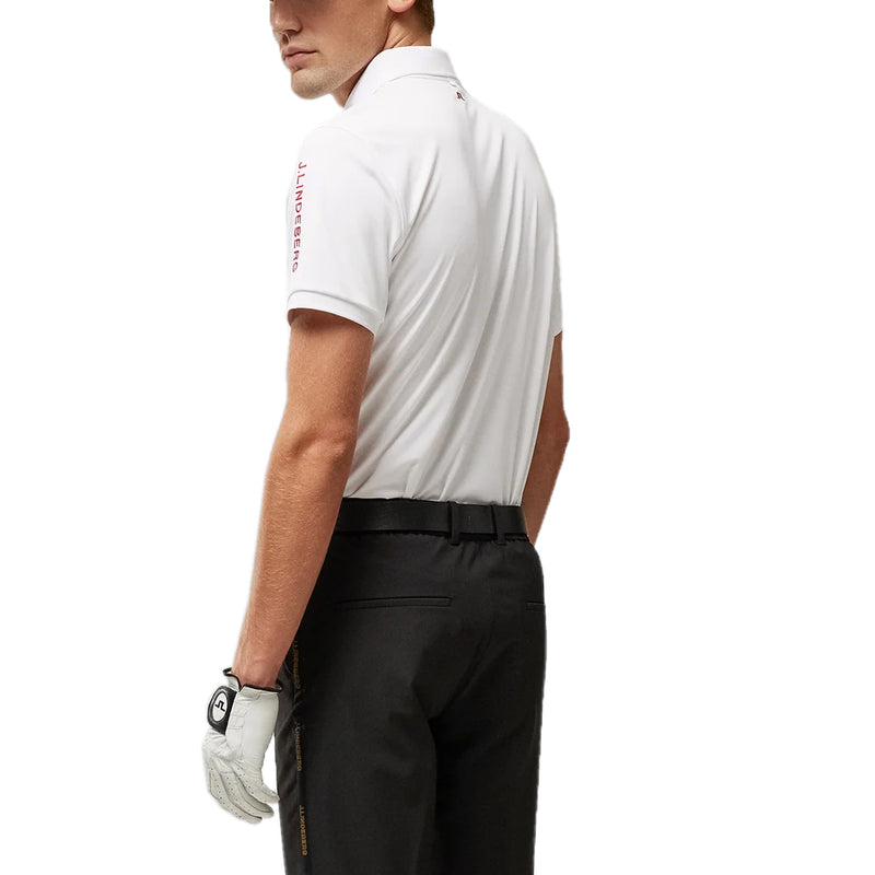 J.Lindeberg Tour Tech Polo Golf Shirt - White/Red