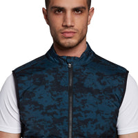 Lyle & Scott Tonal Eagle Seafoam Gilet - Dark Navy/ Light Navy