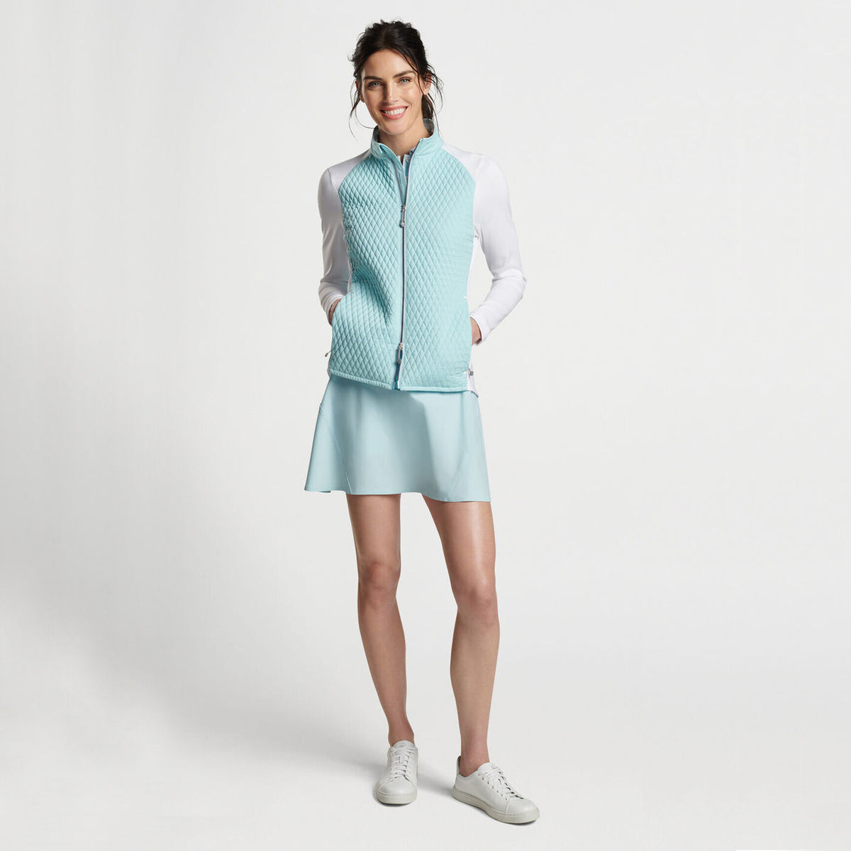 Peter Millar Women's Merge Hybrid Golf Jacket - Blue Spruce/ White