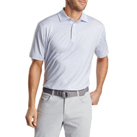 Peter Millar Daybreak Performance Jersey Polo Golf Shirt - White/Liberty Blue