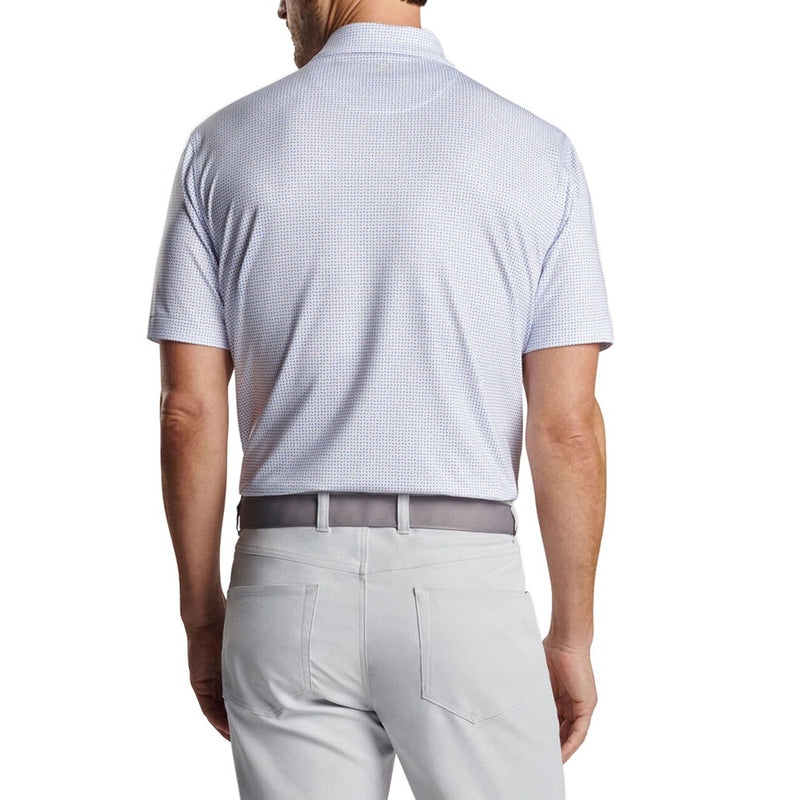 Peter Millar Daybreak Performance Jersey Polo Golf Shirt - White/Liberty Blue