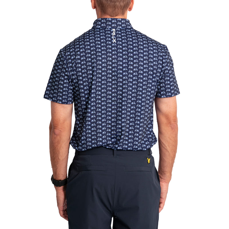 RLX Ralph Lauren Printed Lightweight Airflow Golf Shirt - French Navy Mini Moped