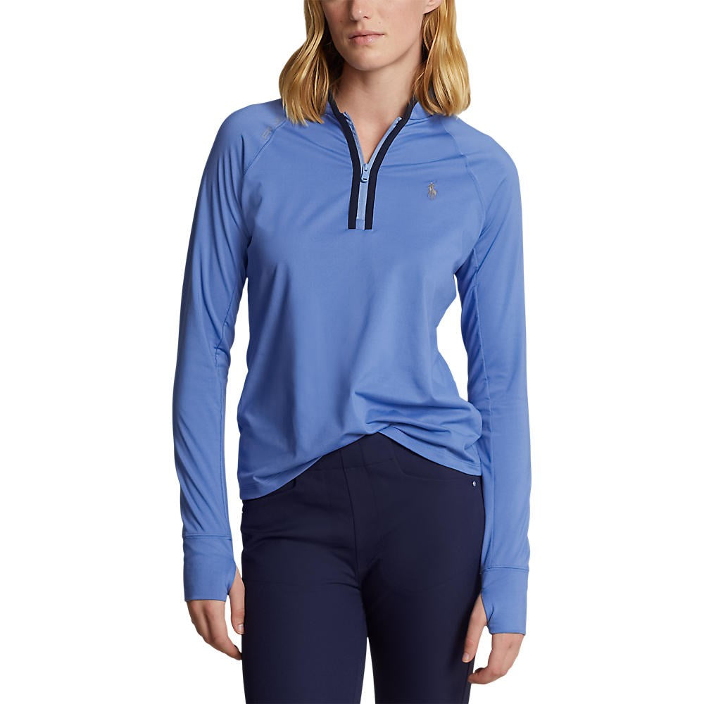 RLX Ralph Lauren Women's Jersey Quarter Zip Golf Pullover - Greenwich Blue/Navy