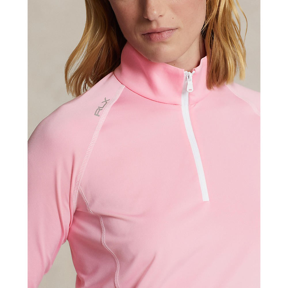 RLX Ralph Lauren Women's Jersey UV Quarter Zip Golf Pullover - Course Pink/Ceramic White