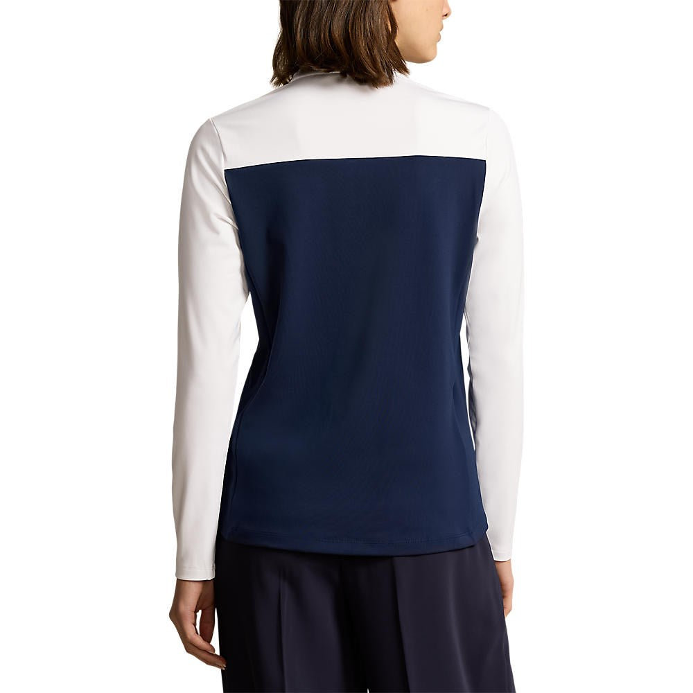 RLX Ralph Lauren Women's Power Stretch 1/4 Zip Pull Over - French Navy/White/Pink