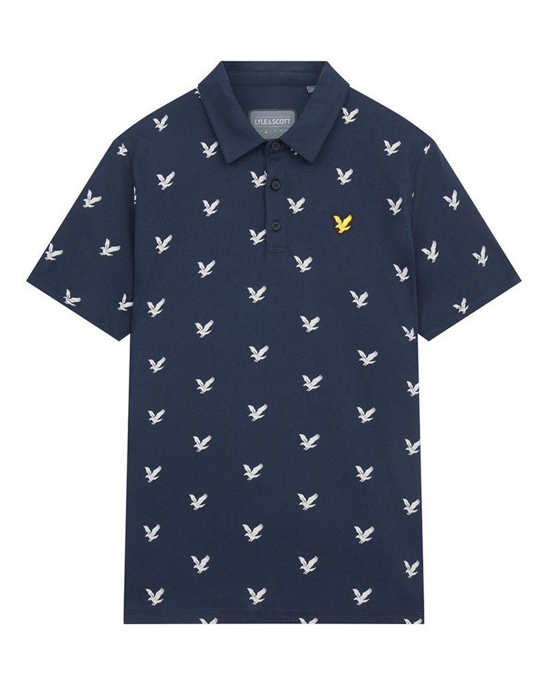 Lyle & Scott Eagle Print Polo Shirt - Dark Navy