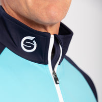 Sunderland Aspen Quarter Zip Raglan Panelled Water Repellent Golf Midlayer - Aqua