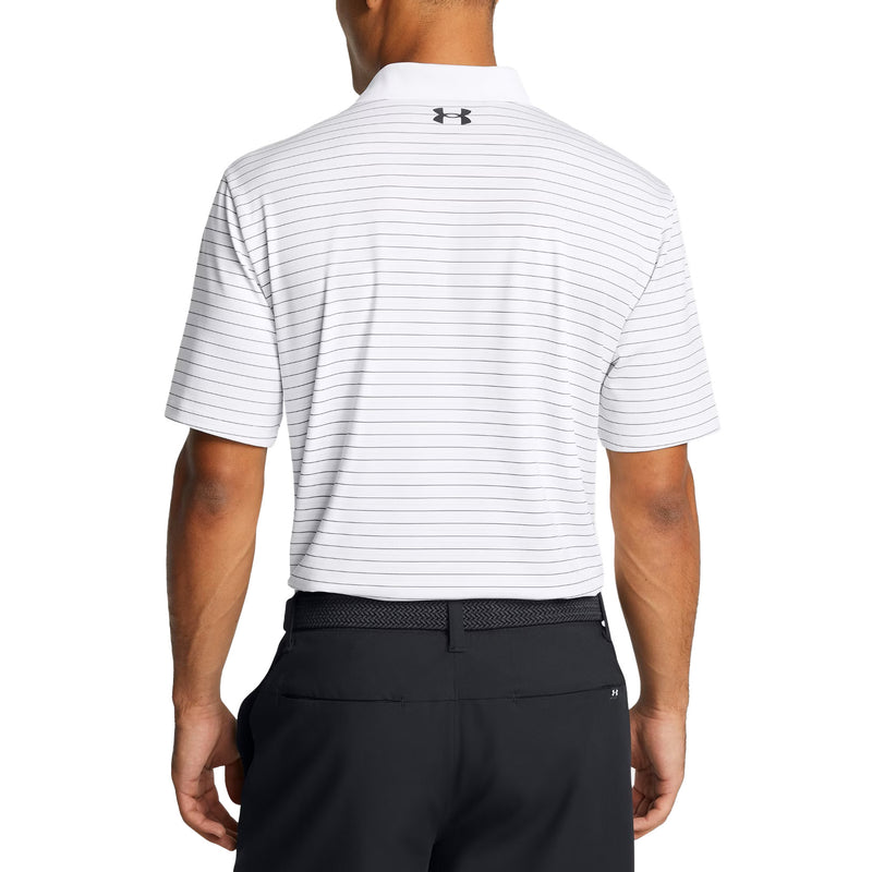 Under Armour Performance 3.0 Stripe Golf Polo Shirt - White/Retro Green