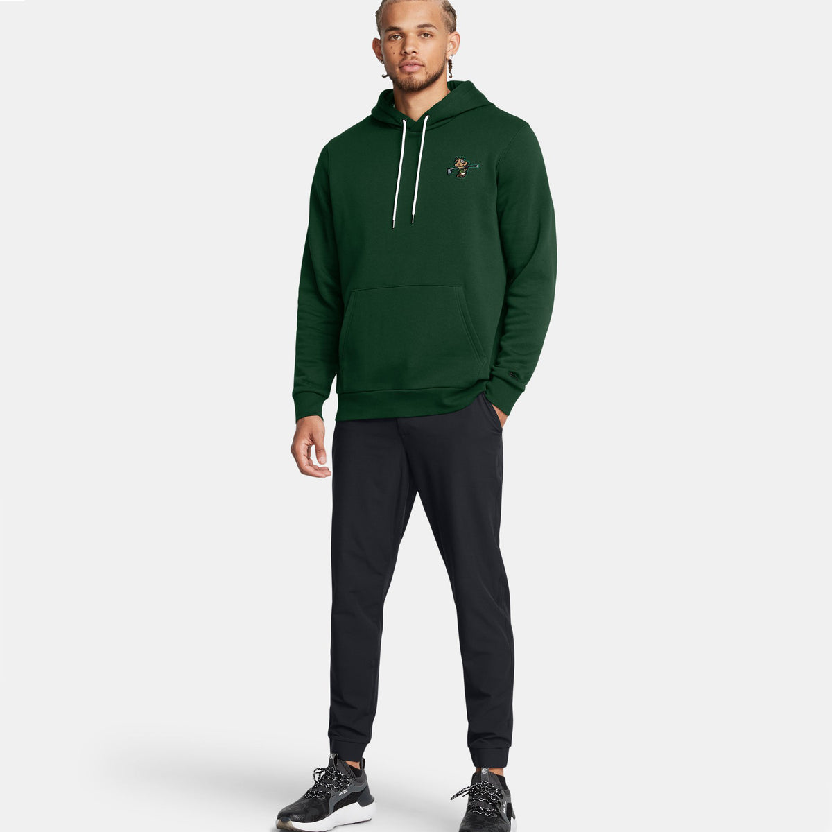 Under Armour Icon Goin' Under Golf Hoodie - Forest Green/White