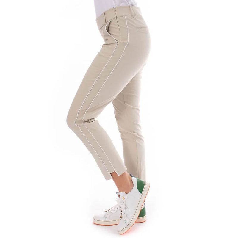 Golftini Women's Stretch Ankle Golf Pants - Khaki/White