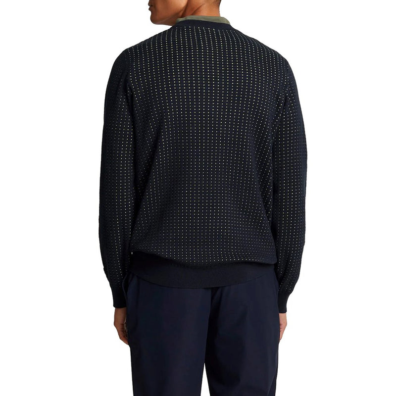 Lyle And Scott Golf Grid Crew Neck Jumper - Dark Navy