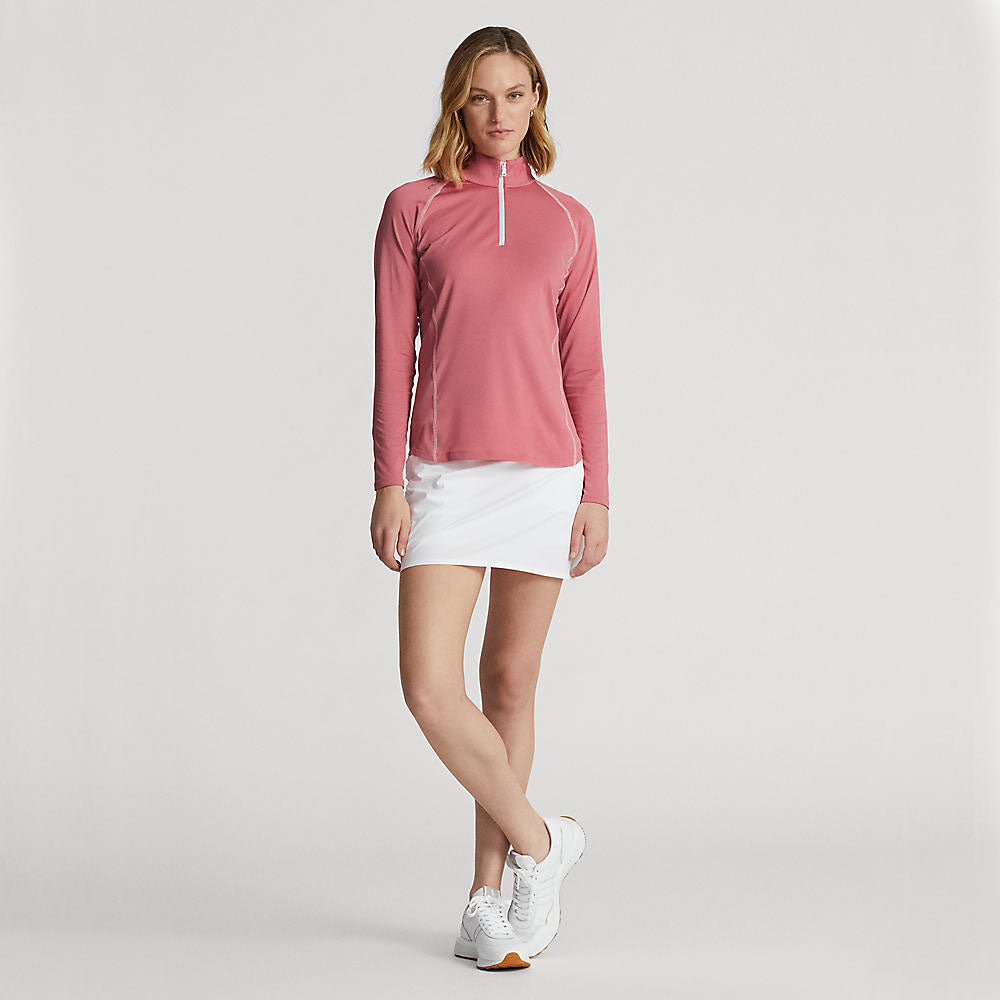 RLX Ralph Lauren Women's UV Jersey 1/4 Zip Pullover - Desert Rose/Pure White