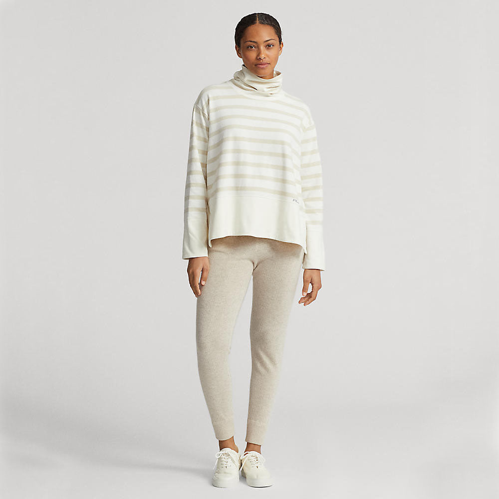 RLX Ralph Lauren Women's Striped Performance Cloud Fleece Pullover - Clubhouse Cream/Basic Sand Stripe