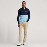 RLX Ralph Lauren Peached Airflow Jersey 1/4 Zip Midlayer - Powder Blue/ French Navy