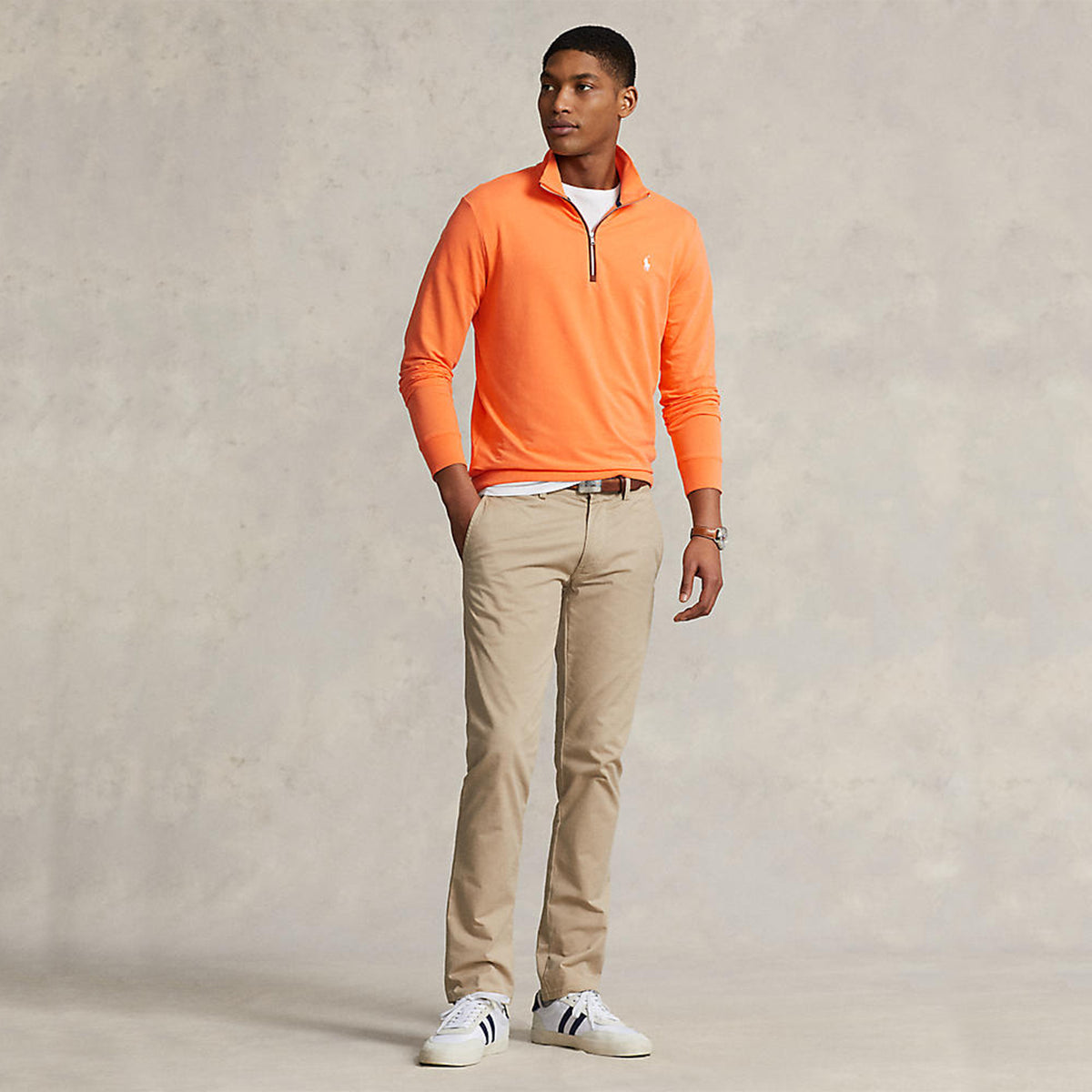 Polo Performance Ralph Lauren Fine Gauge Terry Half Zip - Classic Peach