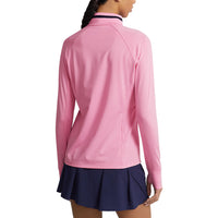 RLX Ralph Lauren Women's Jersey Quarter Zip Golf Pullover - Pink Flamingo/French Navy