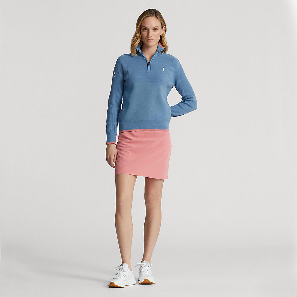 RLX Ralph Lauren Women's Coolmax 1/4 Zip Pullover - Hatteras Blue/Desert Pink