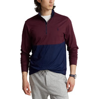 Polo Performance Ralph Lauren 1/4 Zip Peached Jersey - Harvard Wine/French Navy