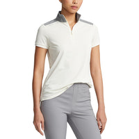 RLX Ralph Lauren Women's Stretch Mesh 1/4 Zip Golf Shirt - Chic Cream/Peak Grey