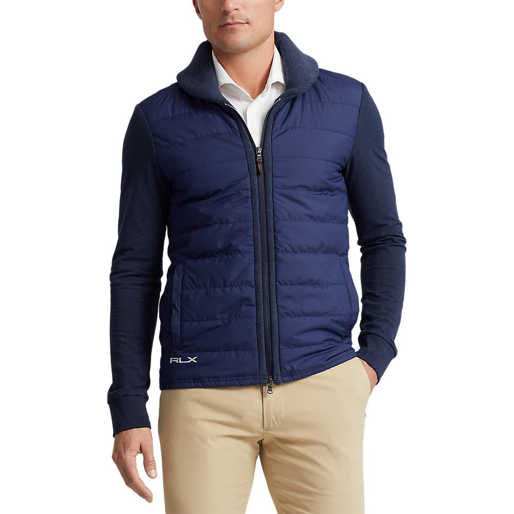 RLX Ralph Lauren Full Zip Fine Gauge Terry Cardigan - Medieval Blue Heather