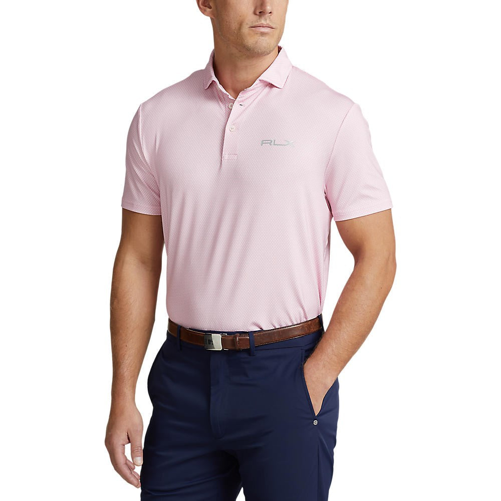 RLX Ralph Lauren Printed Airflow Performance Polo Golf Shirt - Pink Flamingo Pin Dot