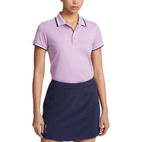 RLX Ralph Lauren Women's Tour Pique Golf Polo Shirt - Light Mauve/French Navy/Chic Cream