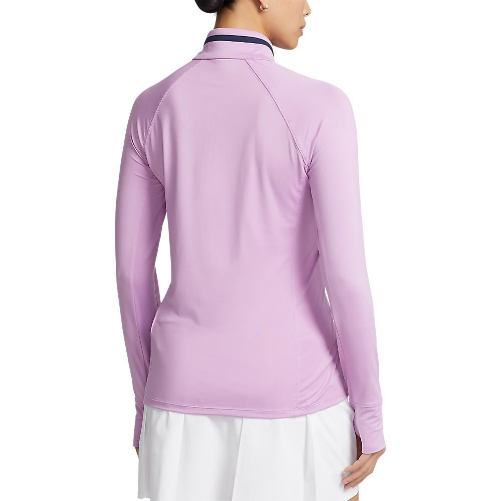 RLX Ralph Lauren Women's Jersey Quarter Zip Golf Pullover - Light Mauve/French Navy