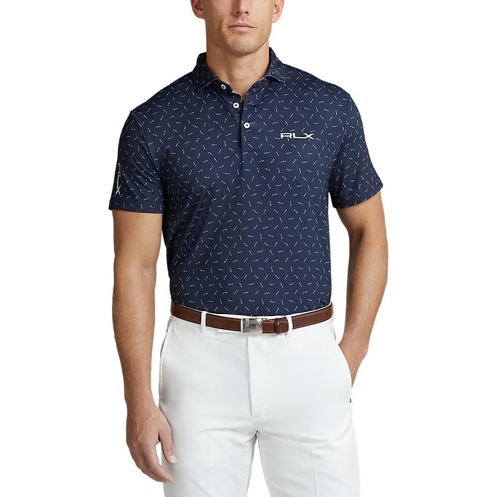 RLX Ralph Lauren Printed Lightweight Airflow Golf Shirt - French Navy Micro RLX Toss