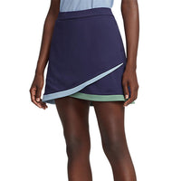 RLX Ralph Lauren Women's Faux Wrap Stretch Jersey Golf Skort 15" - French Navy/Fatigue/Vessel Blue