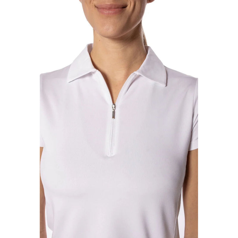 Golftini Women's Short Sleeve Zip Golf Shirt - White