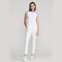 RLX Ralph Lauren Women's Stretch Mesh Sleeveless 1/4 Zip Golf Shirt - Pure White Multi