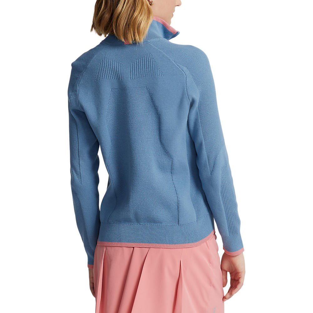 RLX Ralph Lauren Women's Coolmax 1/4 Zip Pullover - Hatteras Blue/Desert Pink