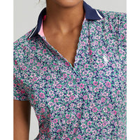 RLX Ralph Lauren Women's Printed Airflow V-Neck Golf Polo Shirt - Botanical Prep