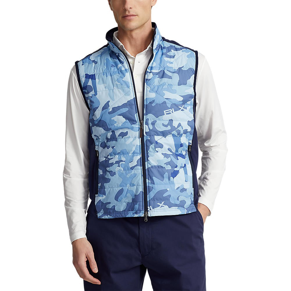 RLX Ralph Lauren Full Zip Hybrid Golf Vest - French Navy/Mid Blue Camo