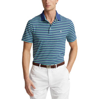 RLX Ralph Lauren Tour Pique Stripe Polo Shirt - Royal Navy Multi