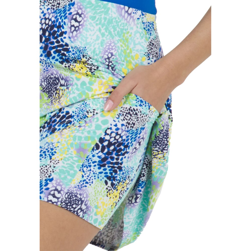 IBKUL Women's Lessie Print 17" Swing Skort - Jade Multi