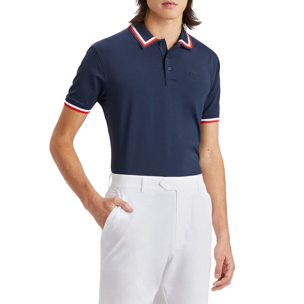 G/Fore Tux Rib Collar Tech Jersey Slim Fit Golf Polo Shirt - Twilight