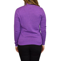 Glenmuir Women's Jody Cotton Cashmere 1/4 Knit - Amethyst Marl/White