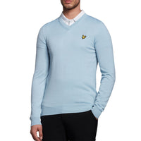 Lyle & Scott Golf Merino Blend V Neck Pullover - Blue Shore